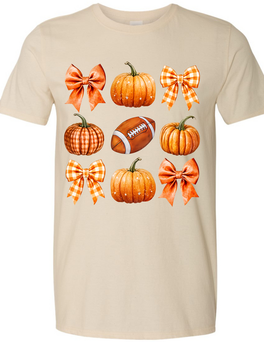 Pumpkins Football and Gingham Bows