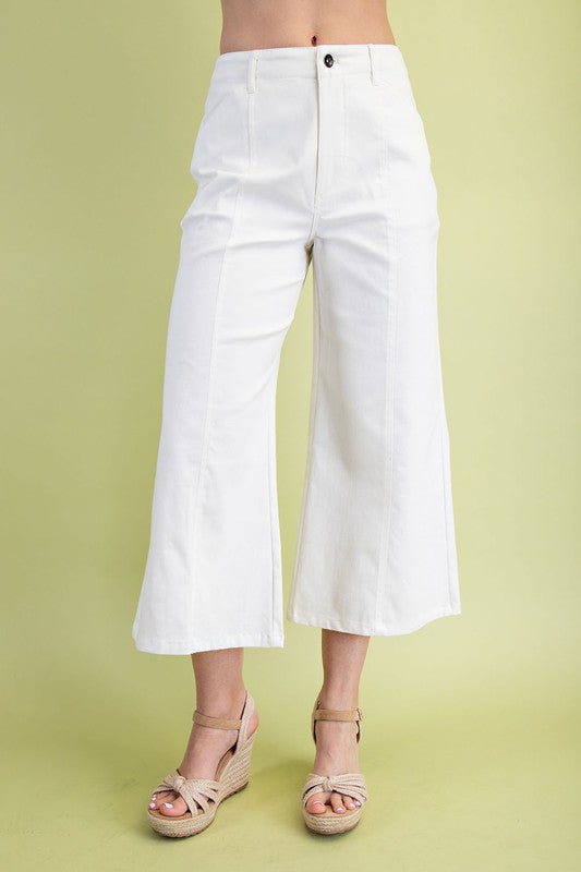 Off White Cropped Wide Leg Pants