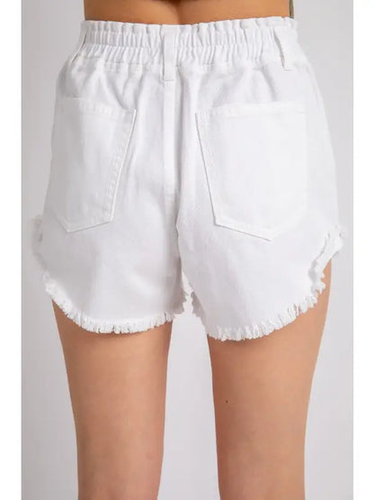 White Denim Frayed Shorts