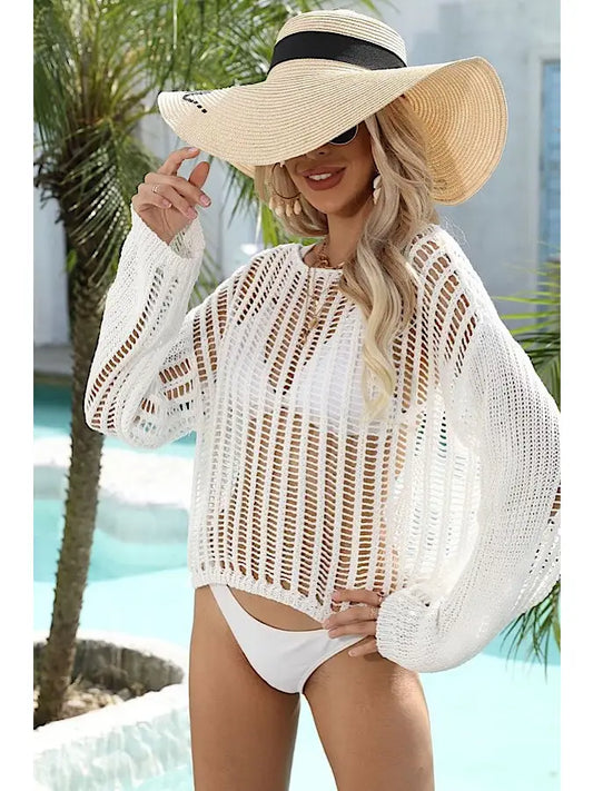 White Open Knit Top