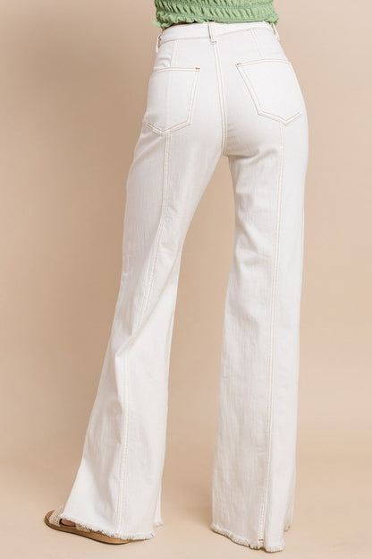 White Palazzo Jeans with Seam Detail