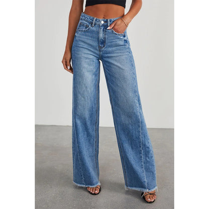 Wide Leg Jeans with Side Stitching