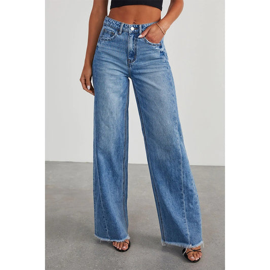 Wide Leg Jeans with Side Stitching