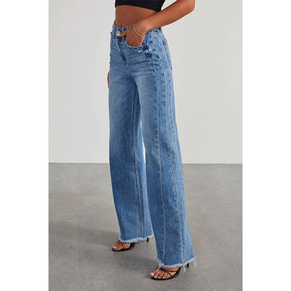 Wide Leg Jeans with Side Stitching