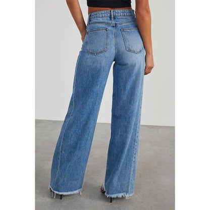 Wide Leg Jeans with Side Stitching