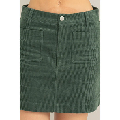 Pine Green Corduroy Mini Skirt