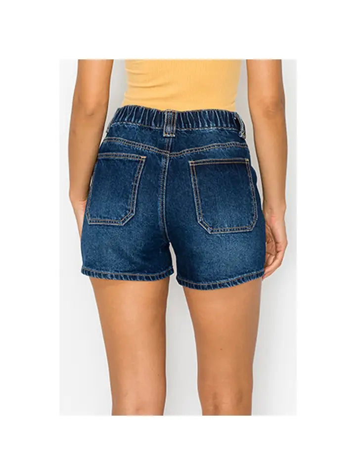 Denim Shorts with Elastic Waist