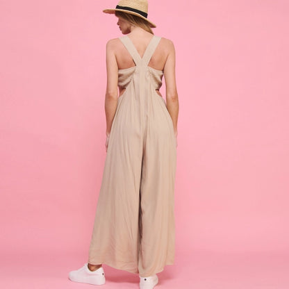 Taupe Jumpsuit with Cut-Outs