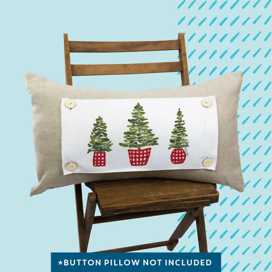 3 Plaid Trees Pillow Swap