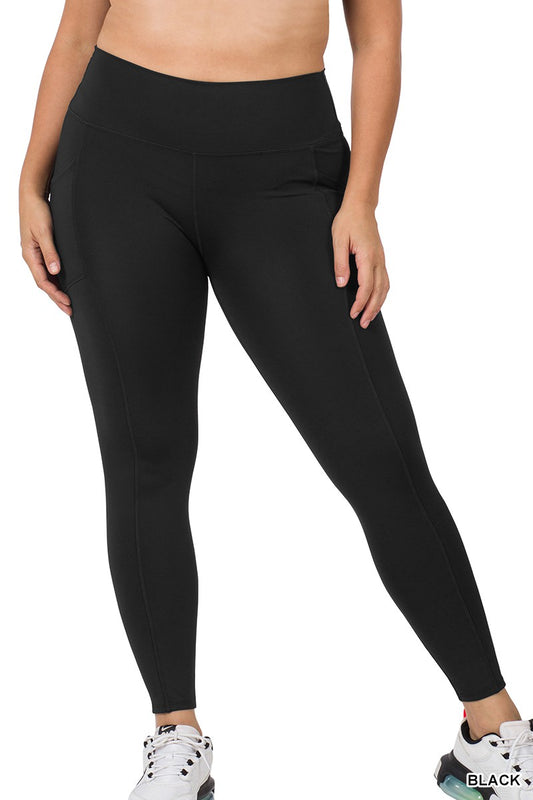 Curvy Athletic Leggings With Pocket