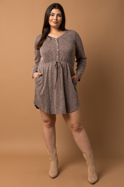 Chocolate Brown Mini Dress - Curvy