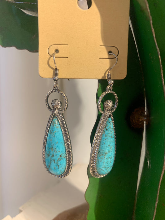 Faux Turquoise Teardrop Earrings