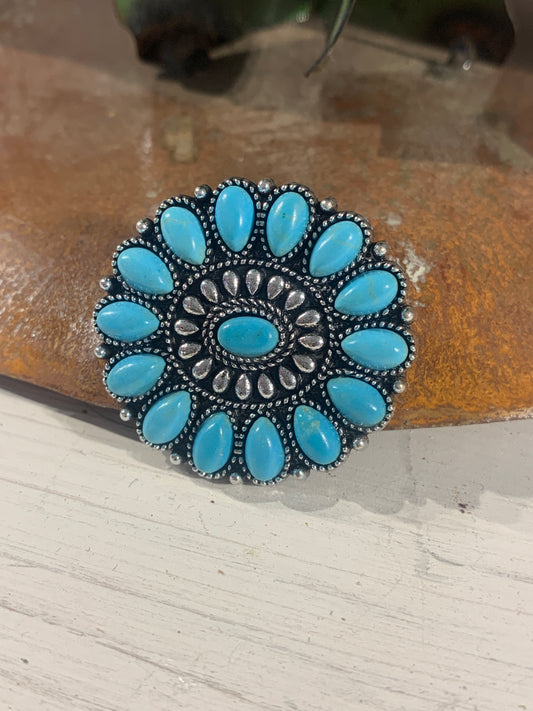 Faux Turquoise Concha Hat Pin