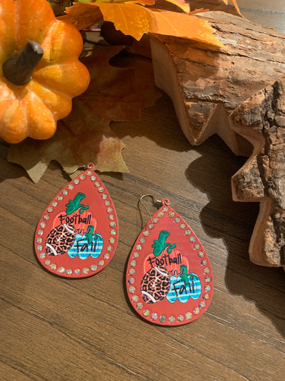 Football and Fall Metal Earrings