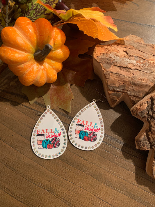 Fall and Baseball Metal Earrings