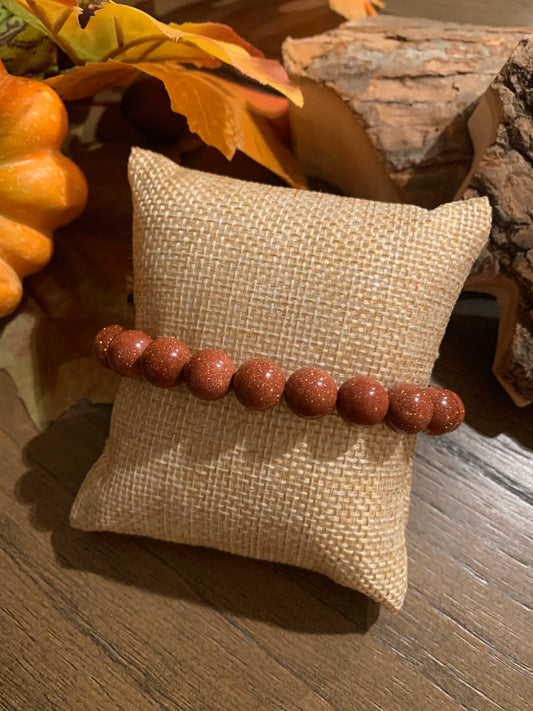 Brown Bead Bracelet w/ Gold Sparkls