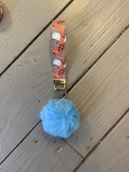 Fall Key Fob Wristlet With Pom-Pom