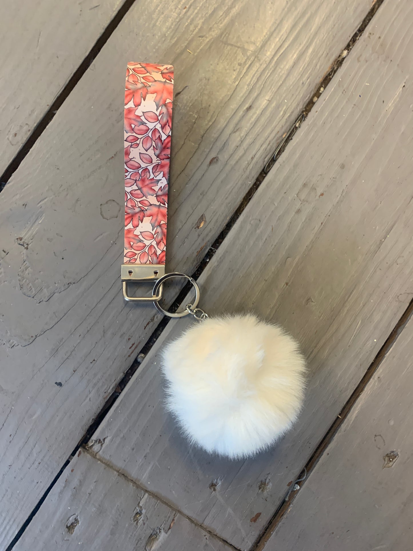 Fall Key Fob Wristlet With Pom-Pom