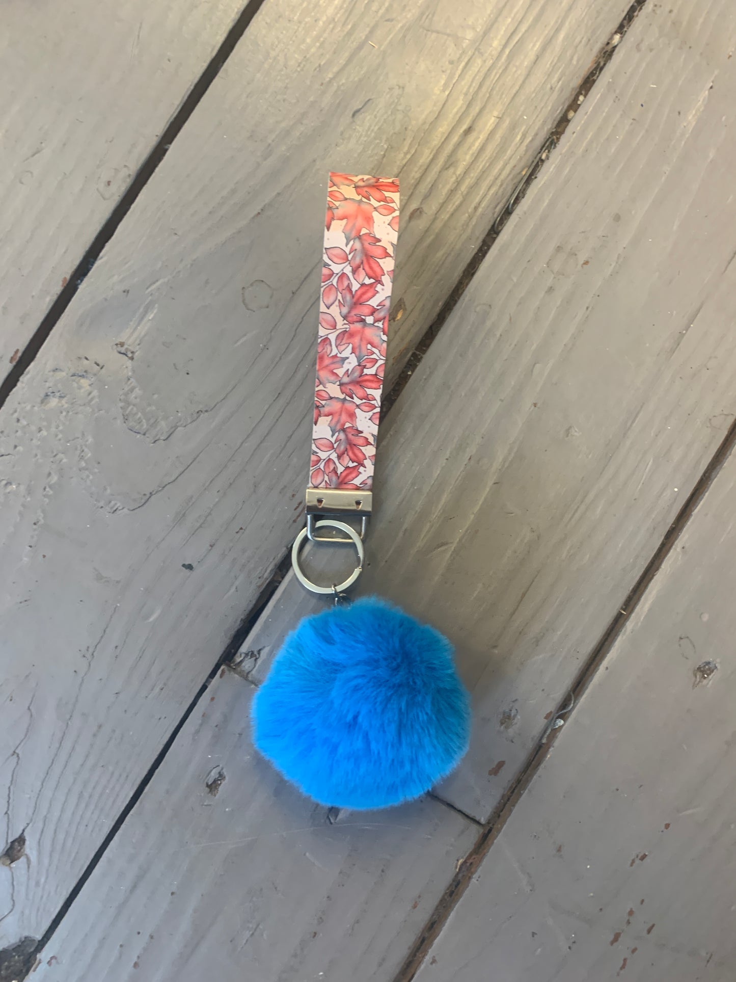 Fall Key Fob Wristlet With Pom-Pom