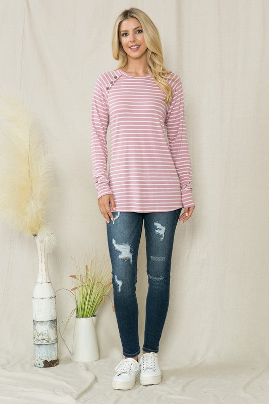 Striped Long Sleeved Tunic Style Top