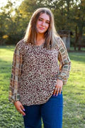 Leopard Print and Plaid Top