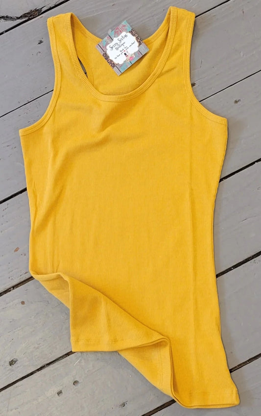 Mustard Racerback Rib Tank Top